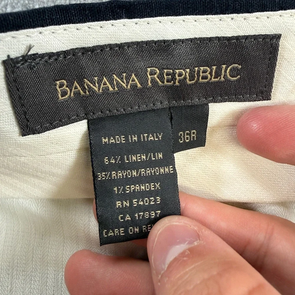 VTG Banana Republic Linen Dress Pants Mens 36 Navy Blue Suit Trousers Italy Y2K